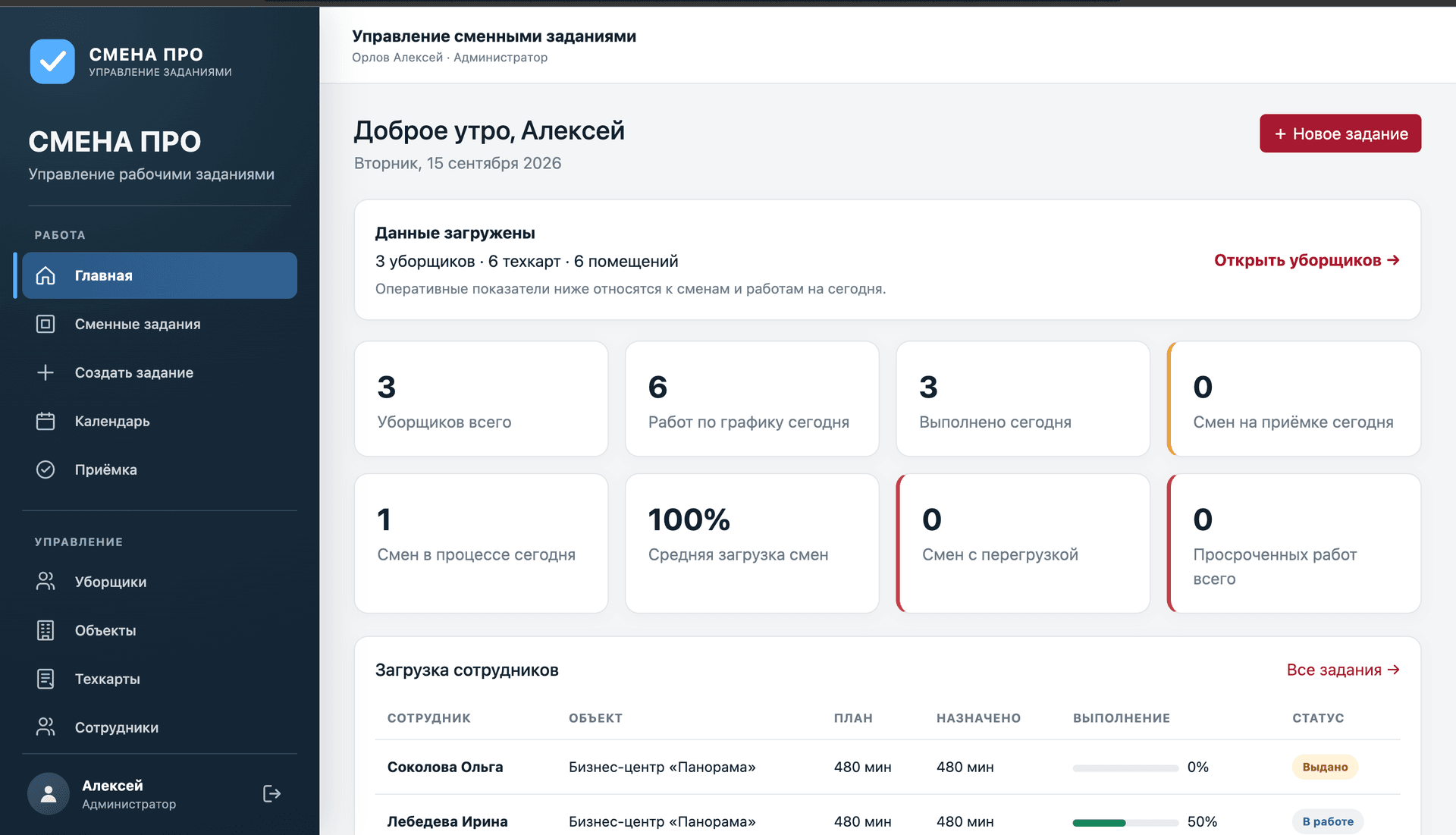 Интерфейс Система управления клинингом