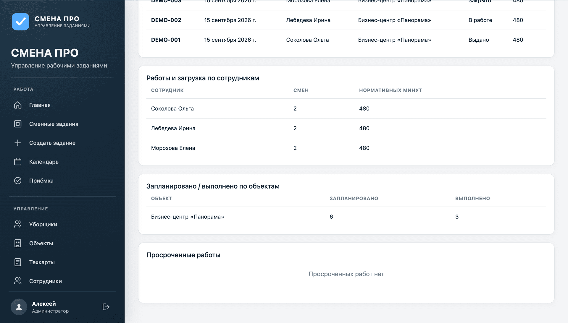 Интерфейс Система управления клинингом